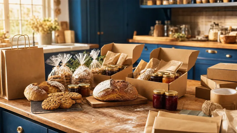 Home kitchen counter with jars and baked goods ready for market, Indiana Home-Based Vendor Law